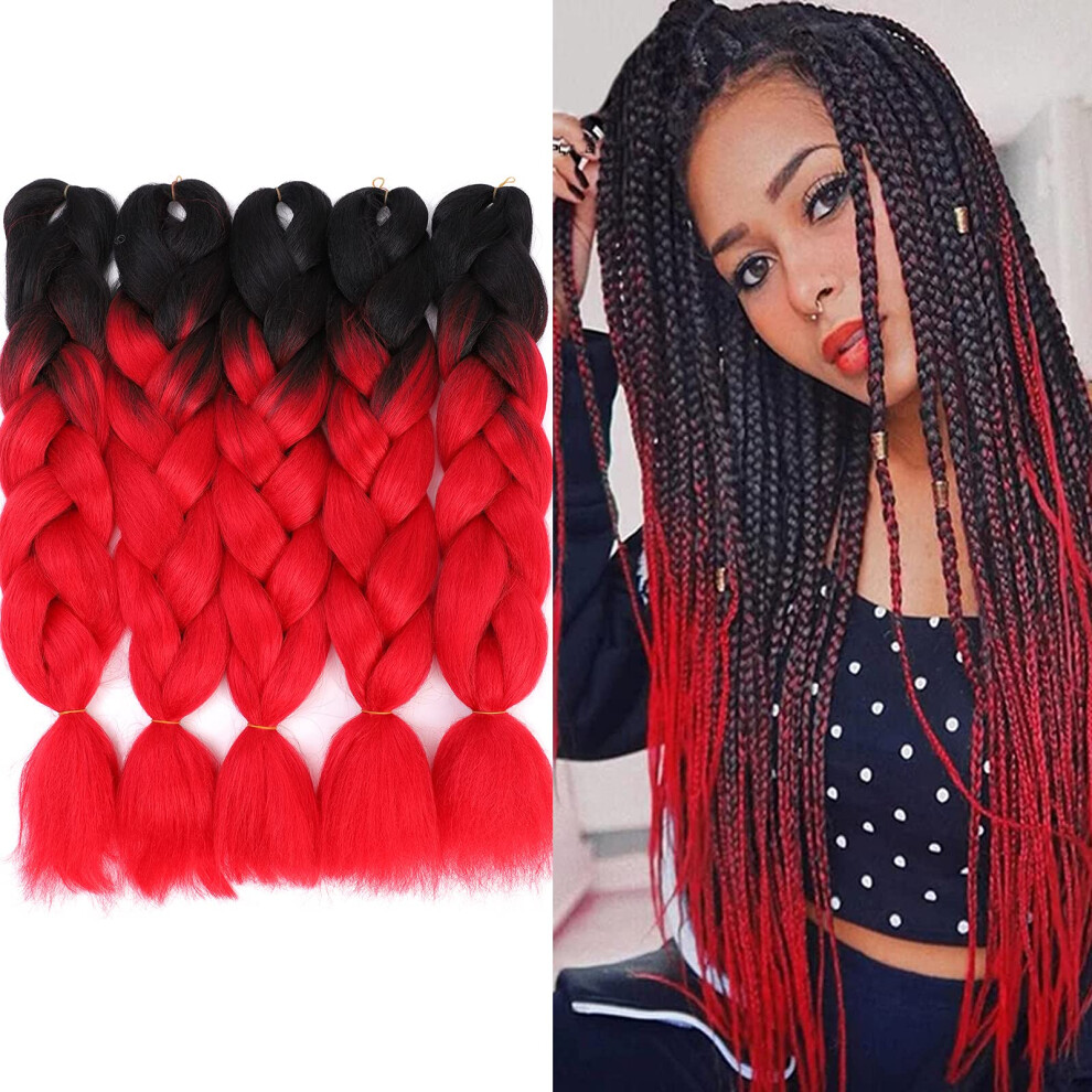 Ombre Jumbo Braiding Hair Extensions 24 Inch Heat Resistant Synthetic Fiber for Box Braids