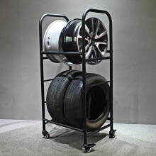 Tire Storage Rack Heavy Duty Steel Frame TwoTier Rolling Organizer with Wheels for Garage