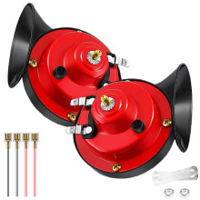300DB Super Loud Car and Truck Horn 12V Waterproof Dual Tone Electric Snail Horns 2 Pack Red