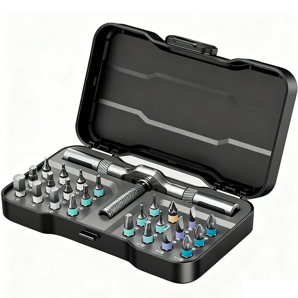 24 In 1 Magnetic Ratchet Screwdriver Set With Ergonomic Thandle And Magnetic Bit Holders For Precision 9455672753852