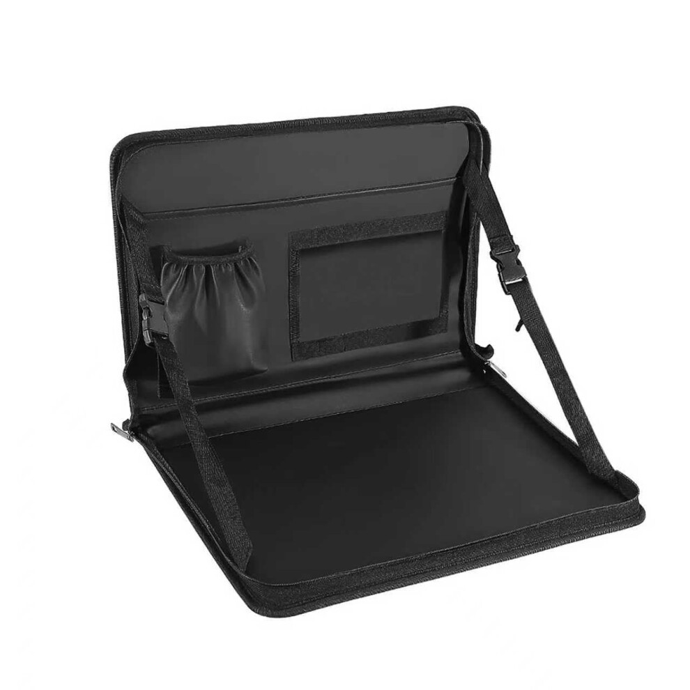 Car Steering Wheel Tray And Laptop Desk, Adjustable Leather Work Table With Storage, Universal Fit 9455672754163