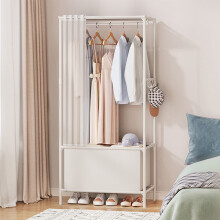 (White) Portable Wardrobe Two Tier Freestanding Clothes Rack With Shelves And Hanging Rods Easy To Assembly Suitable For Bedroom Wardrobe