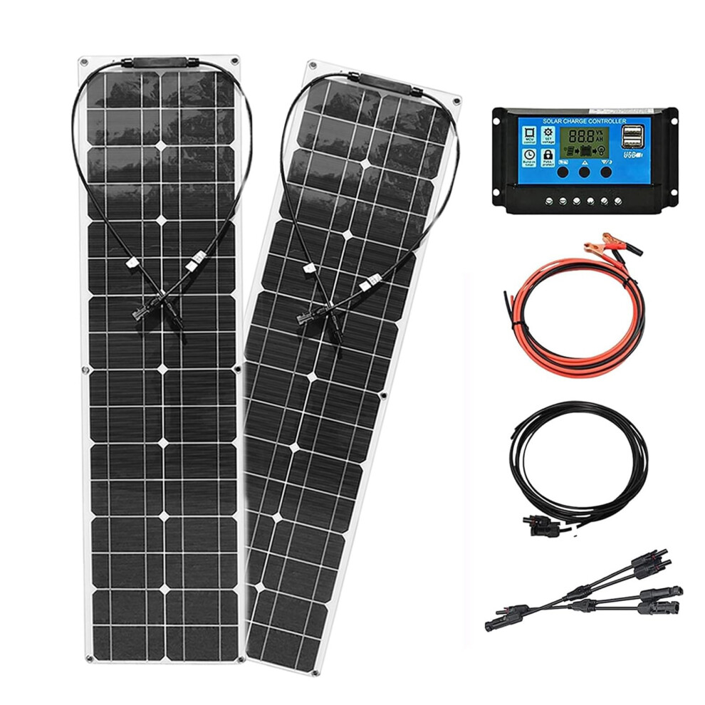 Black 400W Flexible Monocrystalline Solar Panel Kit 18V With 60A Controller For Rv Boat Caravan Off Grid
