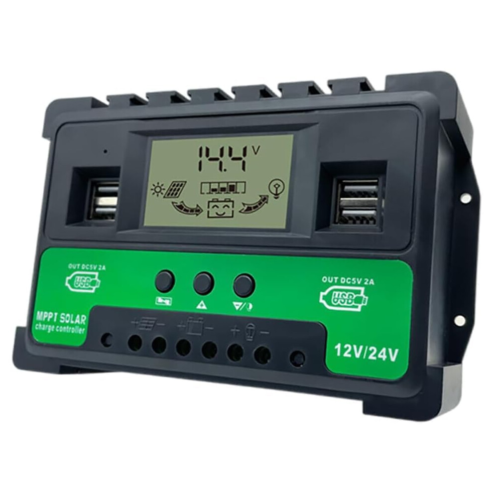 40A Mppt Solar Charge Controller 12V 24V Auto Voltage Detection Waterproof Dual Fan Cooling 9174973433378