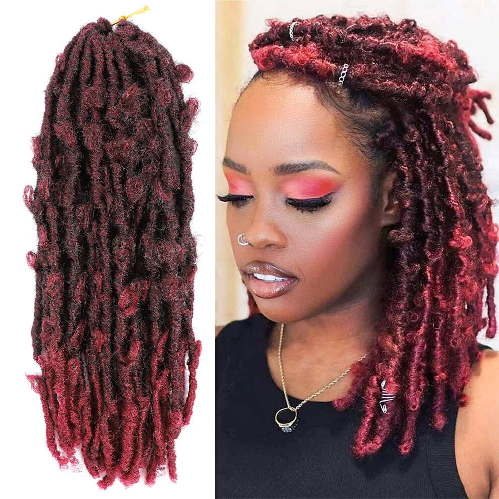 Unisex Butterfly Locs Hair Extensions 12 Inch Pre Looped Soft Distressed Crochet Braids 1B/Bug