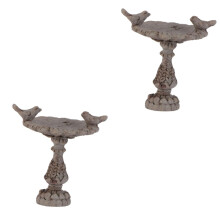 2pcs Miniature Bird Bath for Dollhouse Garden Decor, Realistic Design Khaki Landscape Ornament