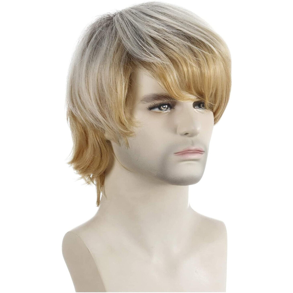 Unisex Synthetic Short Multicolored Cosplay Wig Heatresistant Fiber For Party And Daily Wear