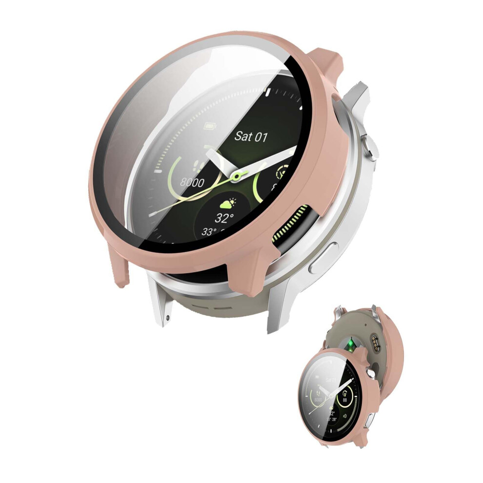 Case With Builtin Tempered Glass Screen Protector, 2 In 1 Full Coverage For Garmin Venu 4 45Mm Pink 9053599175223