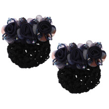 2pcs Flower Hair Bun Cover for Women, Elegant Floral Mesh Ballet Hair Net with Secure Elastic Fit
