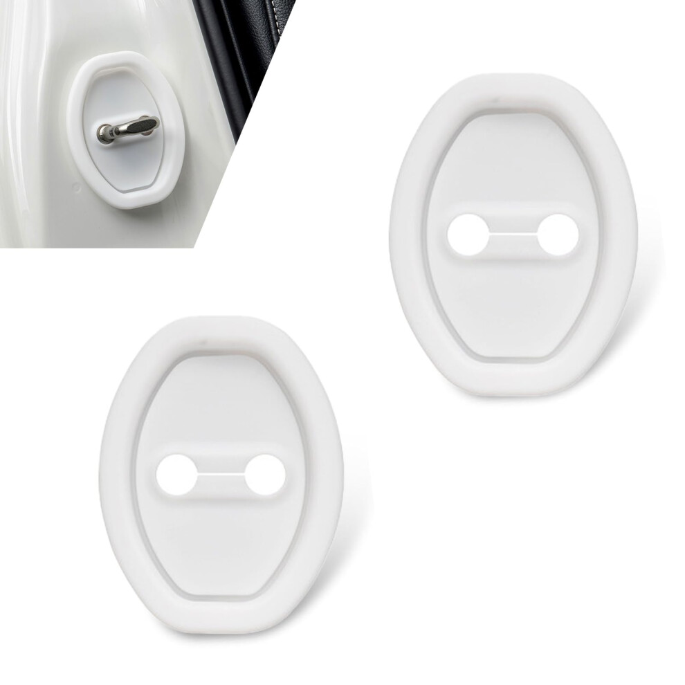 2 Pcs Universal Silicone Car Door Latch Cover With Noise Reduction And Rust Protection Â White 9455672756327