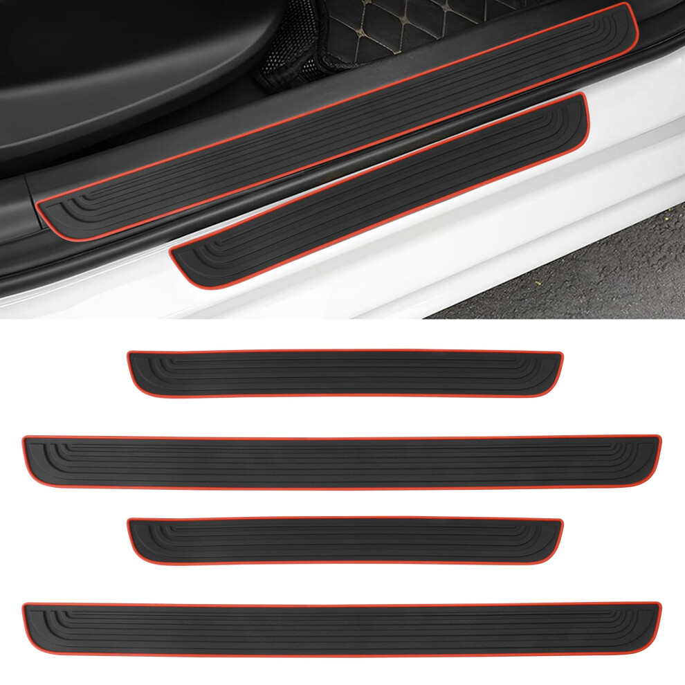 4Pcs Car Door Edge Guards And Sill Protectors, Antiscratch Waterproof Rubber, Trim Black/Red 9455672756471