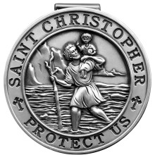 Saint Christopher Car Medal Visor Clip for Safety, Catholic Gift, Durable Metal, 1 Pack