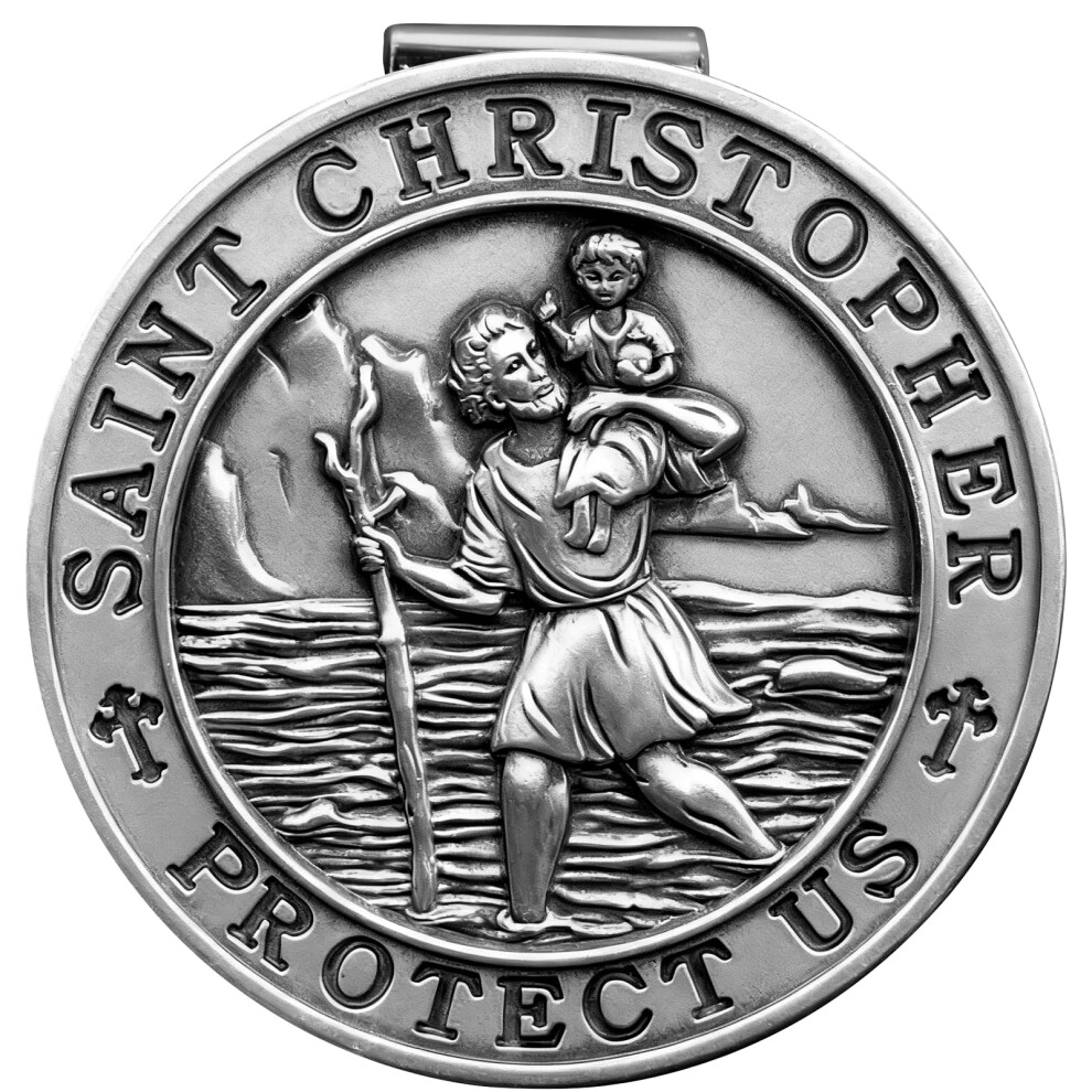 Saint Christopher Car Medal Visor Clip For Safety, Catholic Gift, Durable Metal, 1 Pack 9053599083597