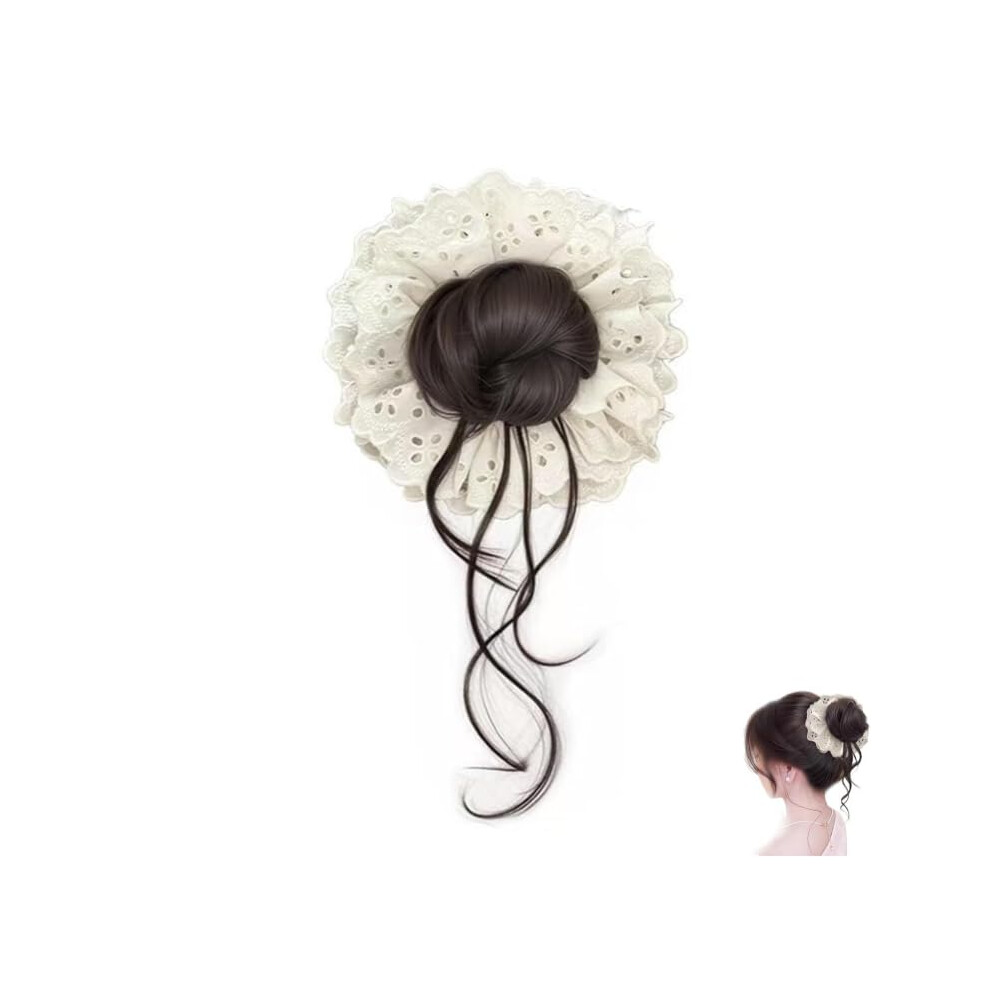 Hair Bun Extension with Instant Volume Boost, Brown Black HeatResistant Messy Bun Hair Piece