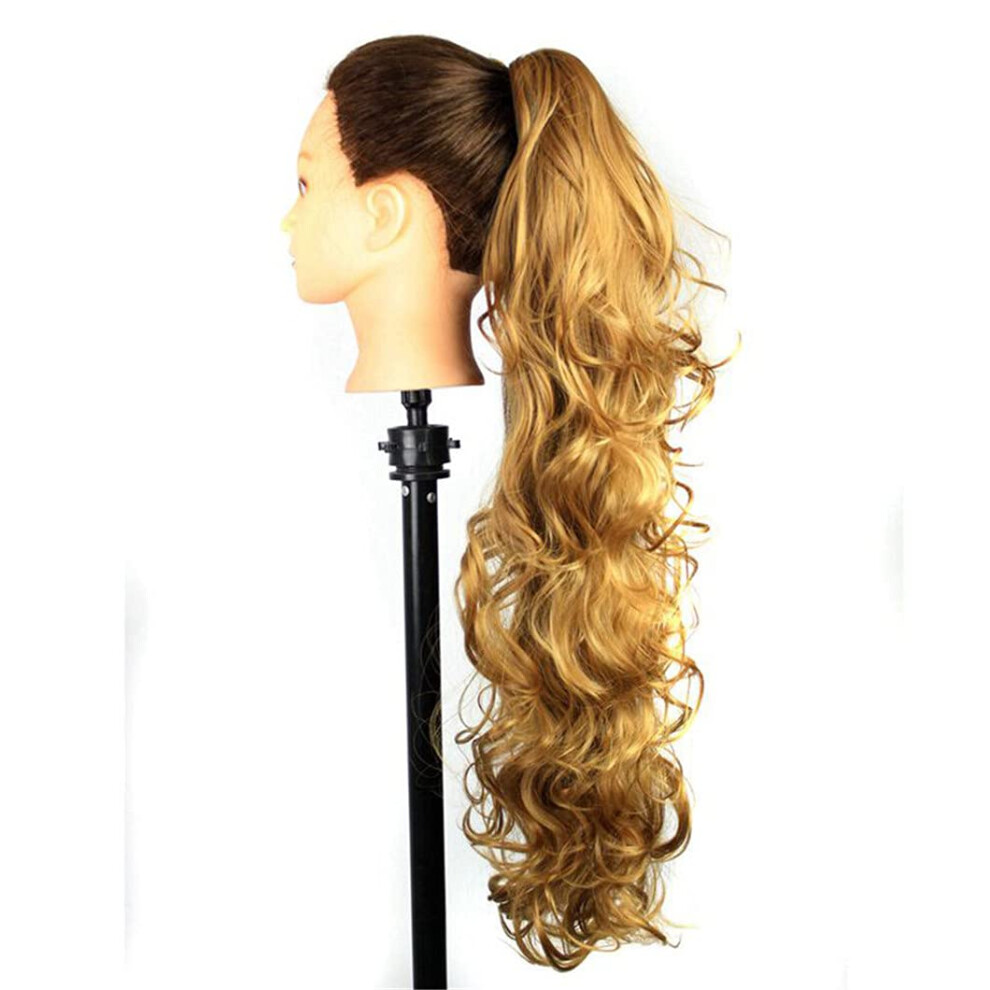 30 Inch 27B Curly Clip In Hair Extensions Synthetic Ponytail Extension for Instant Volume Boost