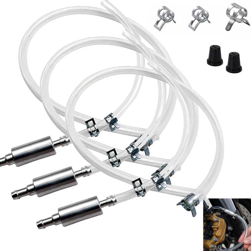 Brake Bleeder Hose With Check Valve, One Way Brake Bleeder Kit For Hydraulic Systems, 3Pcs Durable Clamp Tube 9053599084617