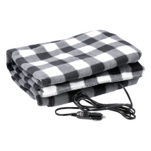 Heated Car Blanket 12V Electric Fast Heating Fleece for Winter Travel Car Truck SUV RV Black Plaid