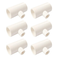 Chicken Waterer PVC Tee Fitting with Threaded Ports, Leak Reduction Design, Durable White Connector