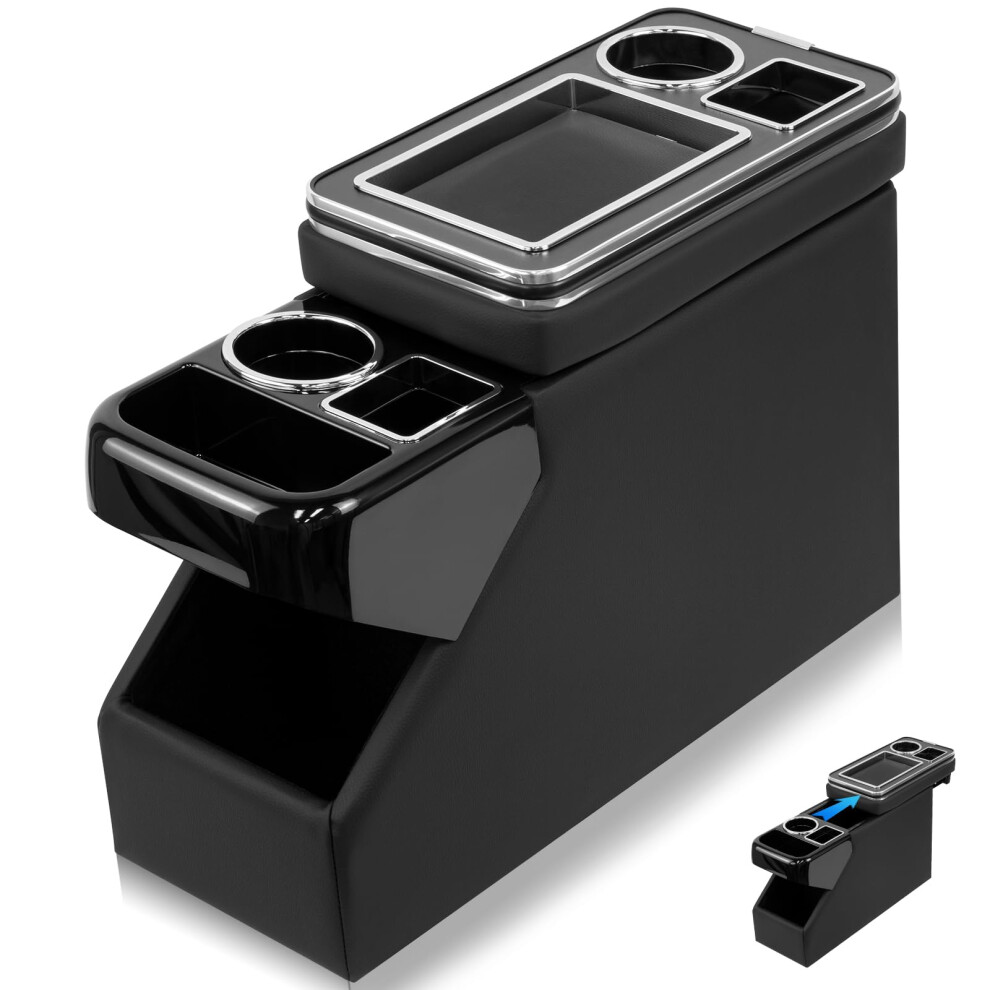 Center Console Organizer For Suvs And Minivans With Dual Cup Holders And Phone Slot, Black 9455672759854