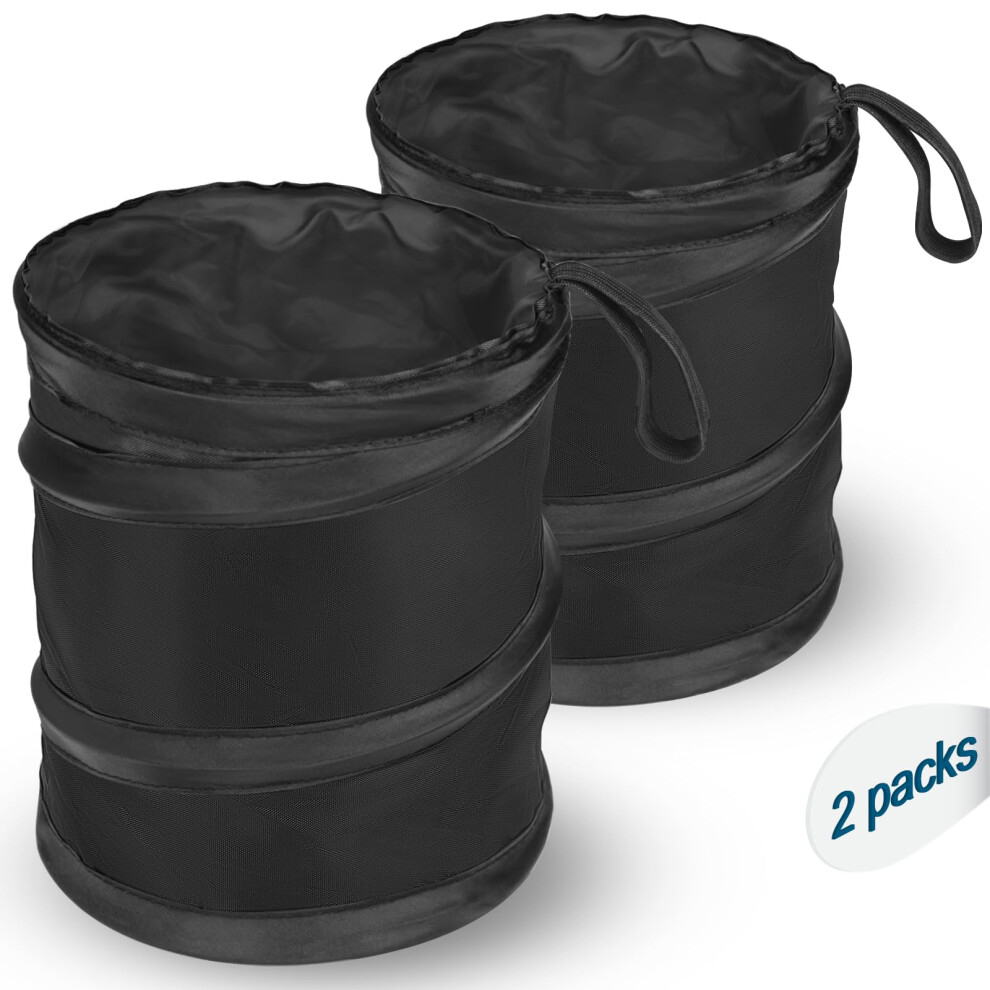 2 Packs Waterproof Hanging Car Trash Can With, Collapsible Mini Car Garbage Bin, 1 Gallon Black 9053599086109