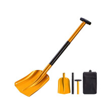 Snow Shovel with Ergonomic T Handle, Foldable Lightweight Aluminum for Car Emergency and Camping (Gold)