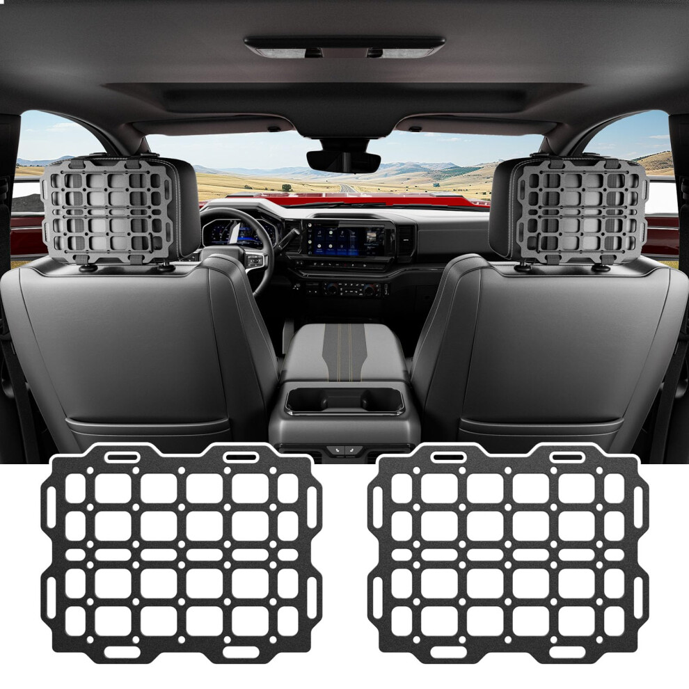 2Pcs Universal Car Headrest Molle Panel Organizer With Tactical Seat Back Storage And Durable Carbon Steel 9053599086550
