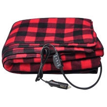 12V Electric Car Blanket with Dual Heat Settings Soft Fleece for Winter Travel Camping Black/Red
