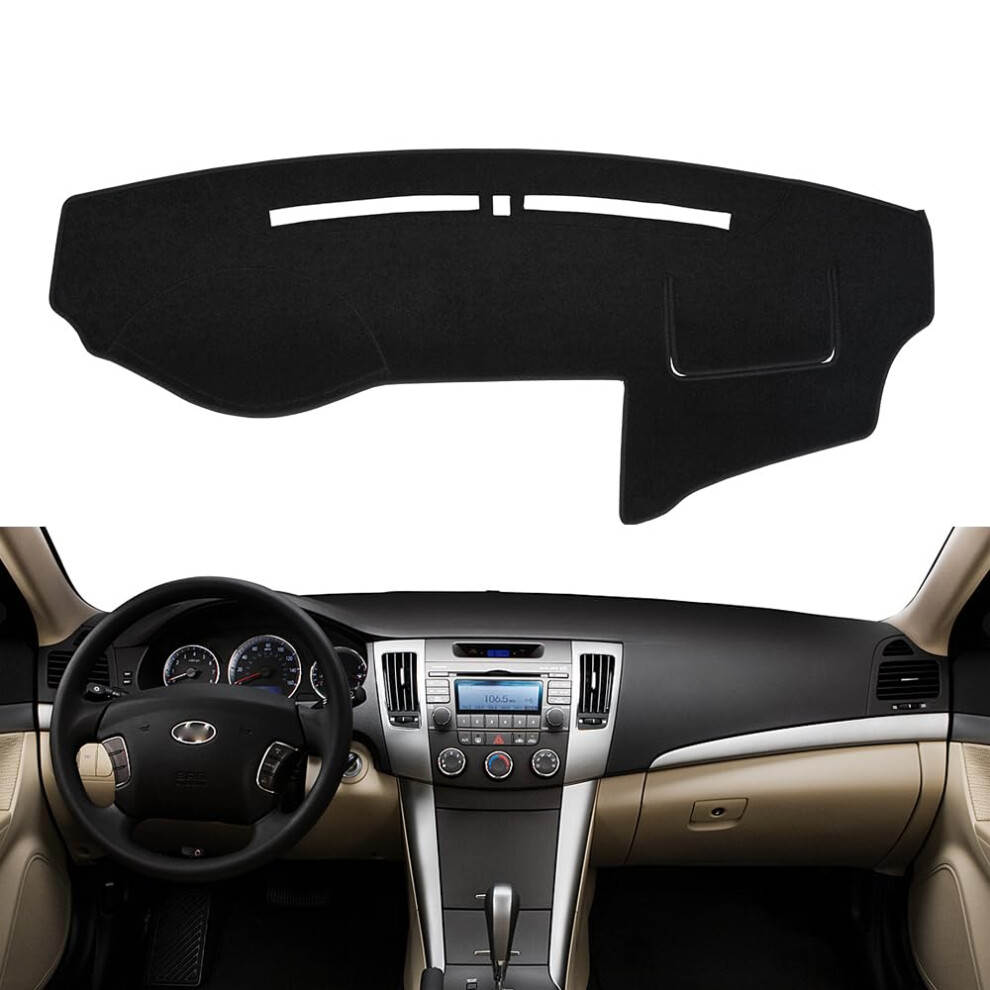 Dashboard Cover Dash Mat For Hyundai Sonata 2009 2010, Uv Protection, Glare Reduction, Black 9455672761185