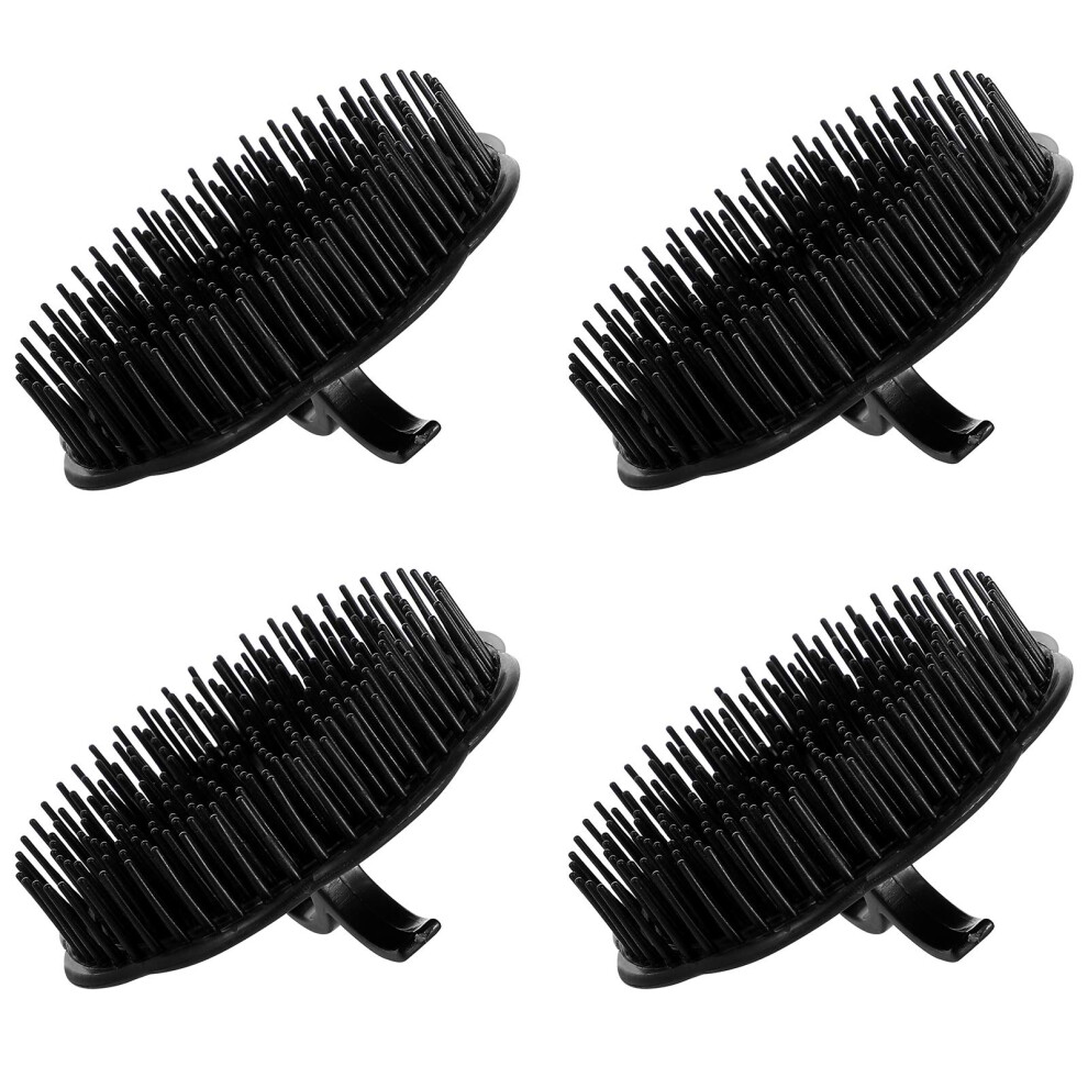 Black Scalp Massager Shampoo Brush Set Of 4 Soft Bristles For Gentle Scalp Massage And Antidandruff Care
