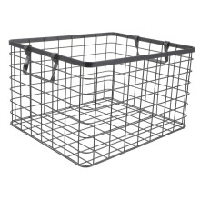 Large Capacity Firewood Storage Basket, Metal Fireplace Log Holder with Foldable Handle for Indoor and Outdoor Use