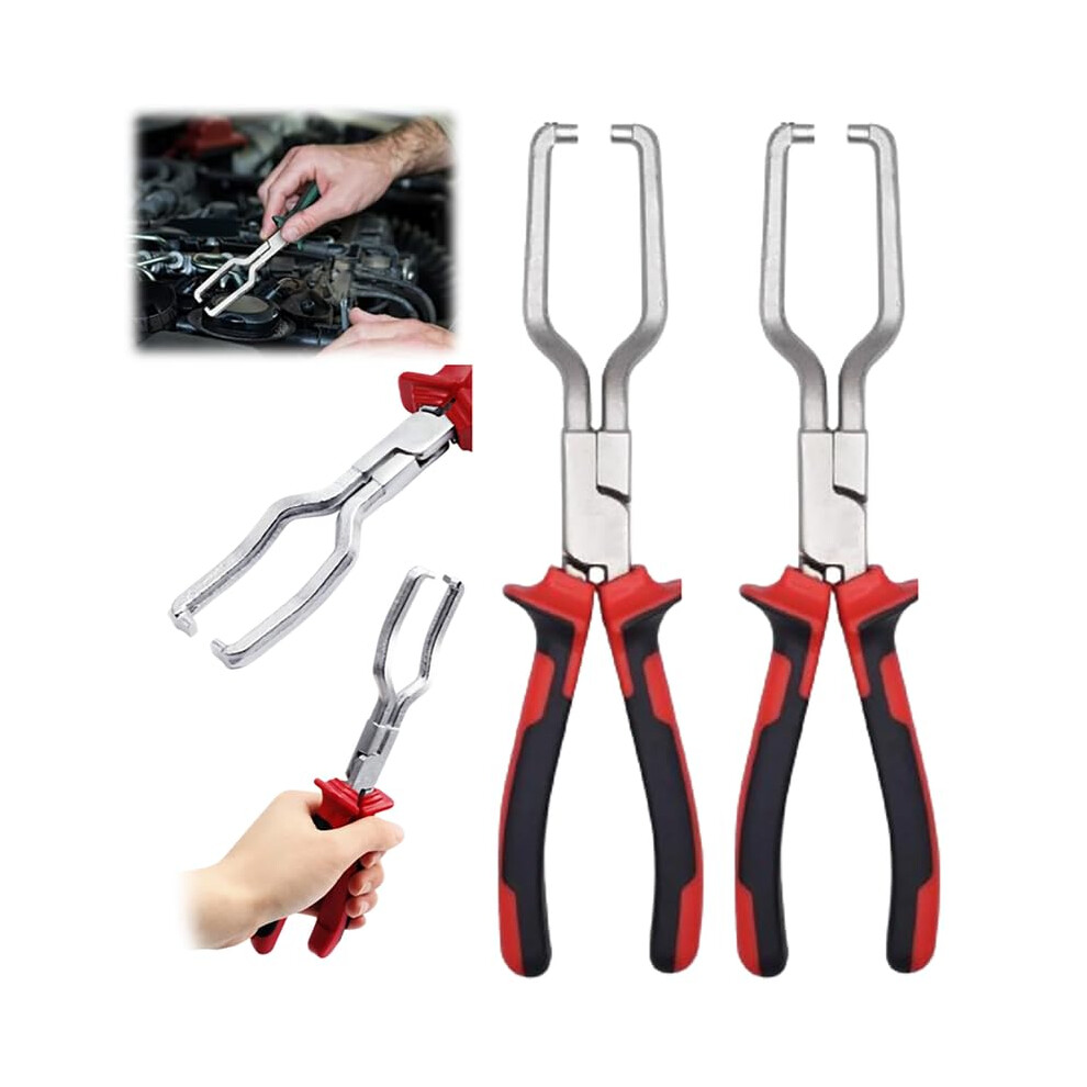 Electrical Connector Disconnect Pliers 9In 2Pcs Automotive Long Reach Curved Jaw Onehand Use Red 9053599087632