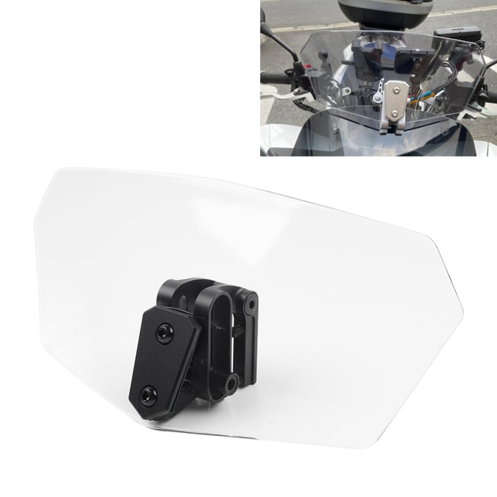 Universal Motorcycle Windshield Extension Clipon Clear Wind Deflector With Mounting Hardware Black 9053599088073