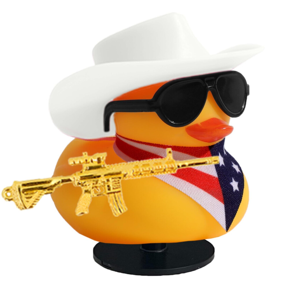 White Cowboy Rubber Duck With Hat And Sunglasses For Car Dashboard Decoration And Birthday Party Favors