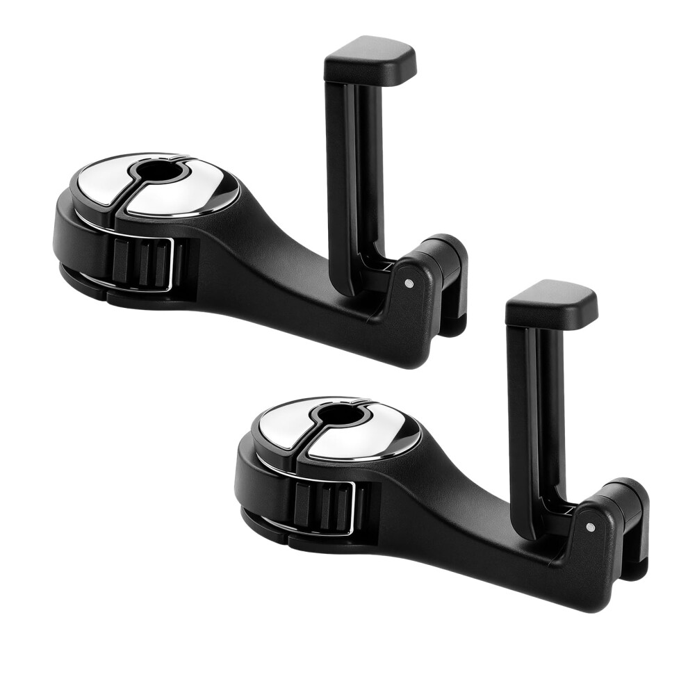 Universal Car Headrest Hooks For Bags And Purse, Hidden Heavy Duty Seat Back Organizer, 2Pack Silver 9053599088585