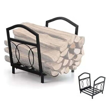 Durable Steel Firewood Rack for Outdoor and Indoor Use, Freestanding Log Holder Keeps Wood Dry