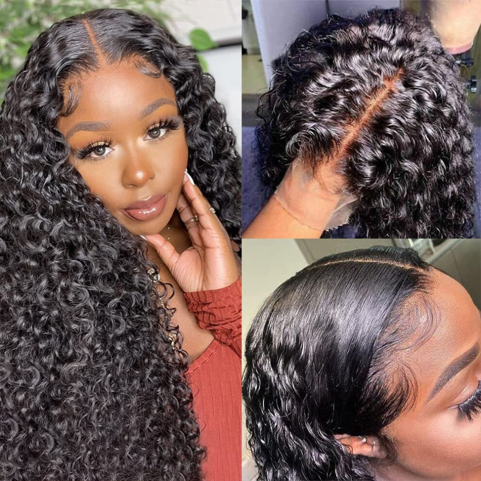 Curly Lace Front Wig 28 Inch Wet and Wavy Brazilian Human Hair 13x4 HD Lace Pre Plucked with Baby Hair