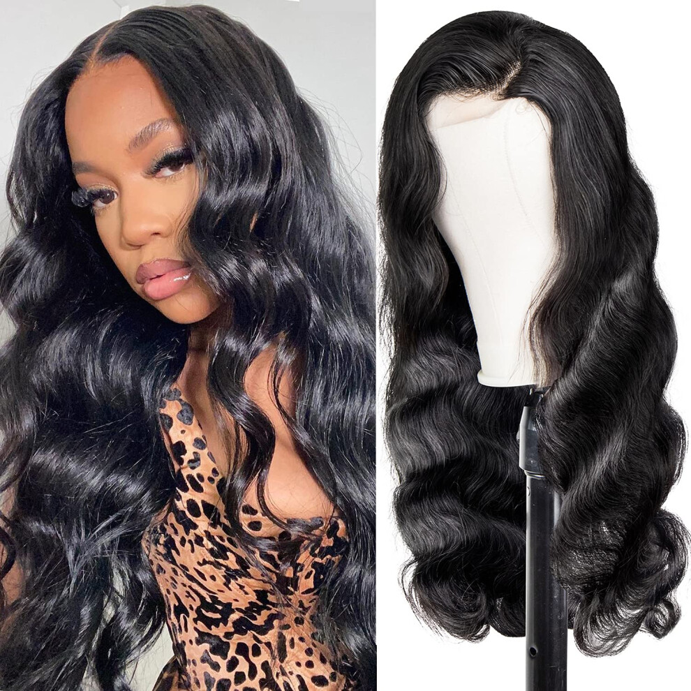 Human Hair Lace Front Wig 4x4 Lace Closure Brazilian Body Wave 22 Inch PrePlucked Natural Hairline