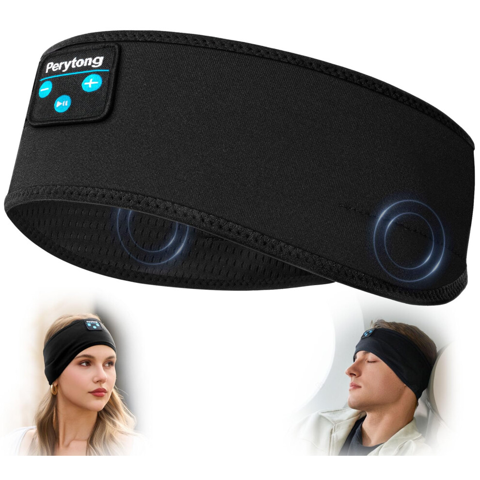 Dark/Black Bluetooth Sleep Headphones With Ultrathin Side Sleep Speakers, 10H Playtime, Breathable Headband For Side Sleepers,