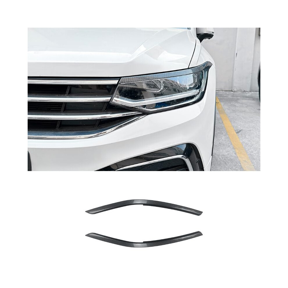 Carbon Fiber Style Headlight Eyebrow Trim 2Pcs For Volkswagen Tiguan Mk2.5 20222025 9053599089117