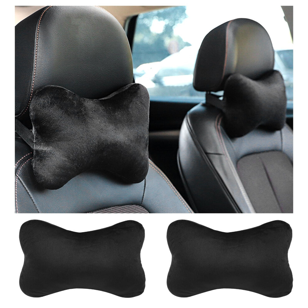 2Pcs Car Neck Pillow With Soft Plush Comfort, Ergonomic Headrest Cushion For Driving, Allseason Use 9455672763165