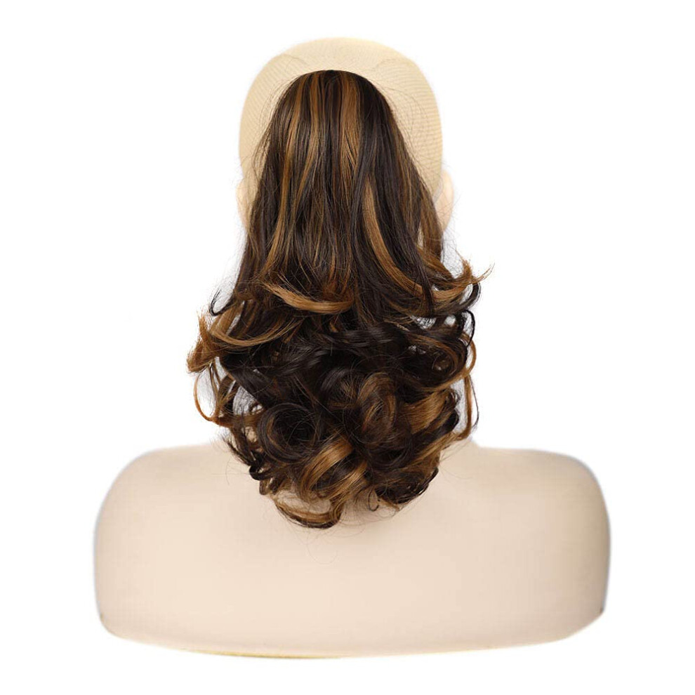 Unisex Black Wavy Clip In Ponytail Extension For Women, Synthetic Claw Clip Hairpiece Blonde
