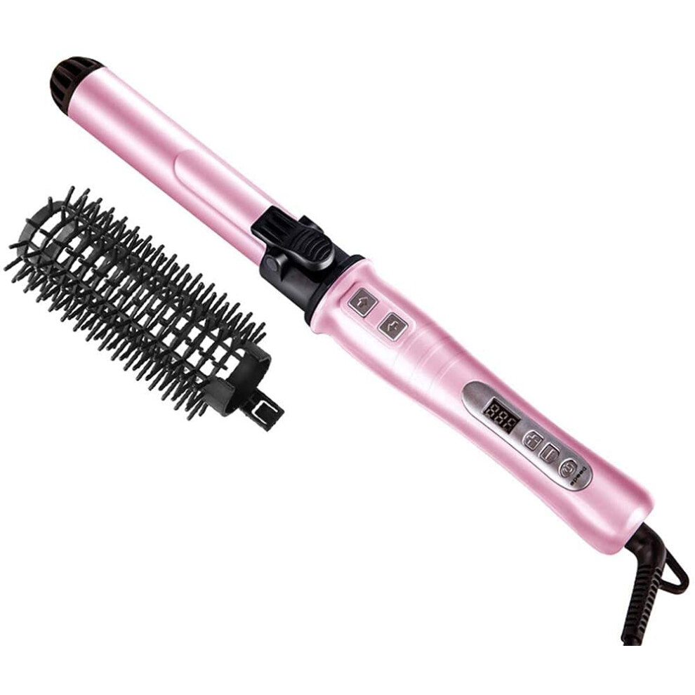 Pink Automatic Rotating Curling Iron With Adjustable Temperature, Tourmaline Ceramic Wand