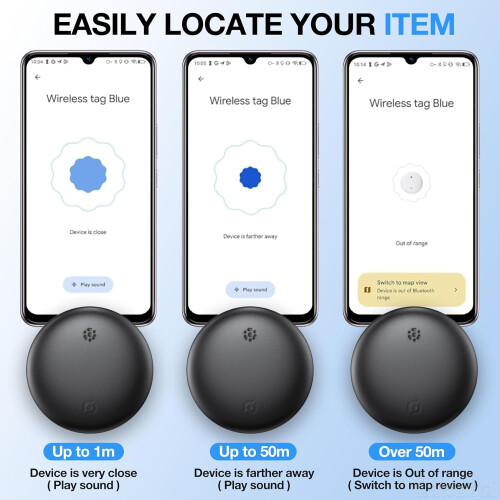 Bluetooth Tracker 2 Pack for Android Compatible with Google Find My Device, Key Wallet Luggage GPS Locator 1