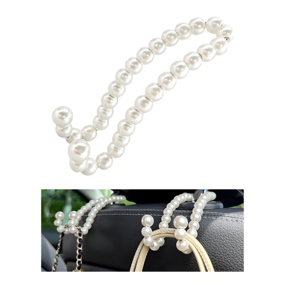 Elegant Pearl Car Seat Headrest Hook, Cute Purse Hanger Organizer For Women Girls, 1Pcs 9053599090403