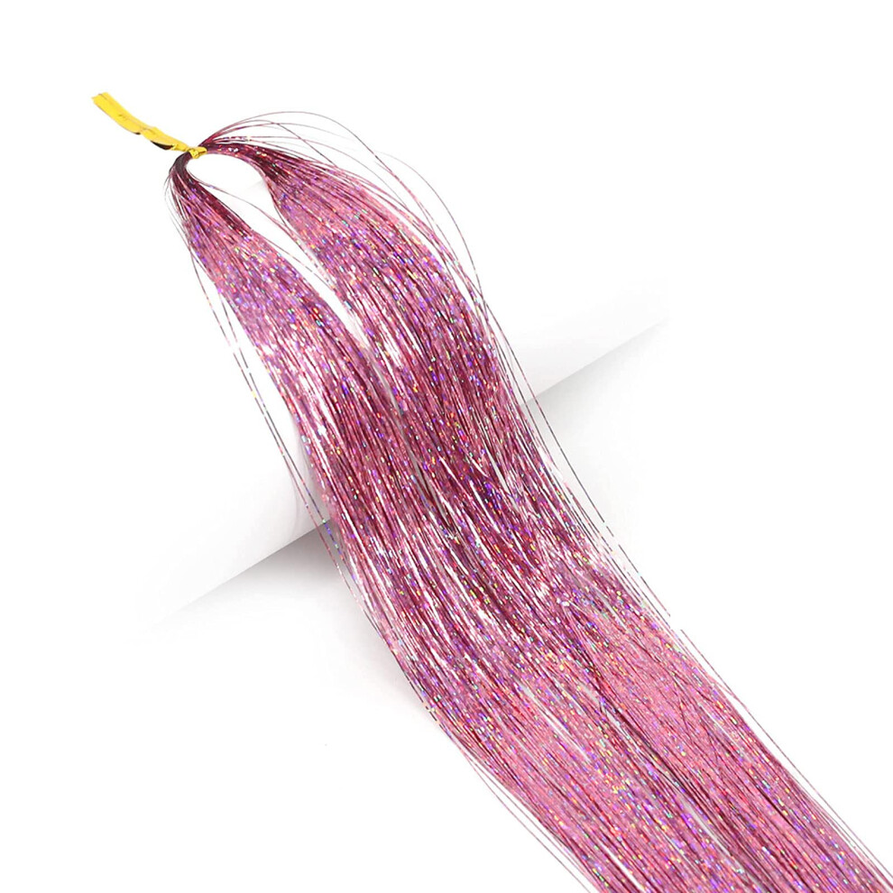 Unisex Hair Tinsel Extensions Kit 48 Inch 2400 Strands 12 Colors Heat Resistant Sparkling Highlights For Parties