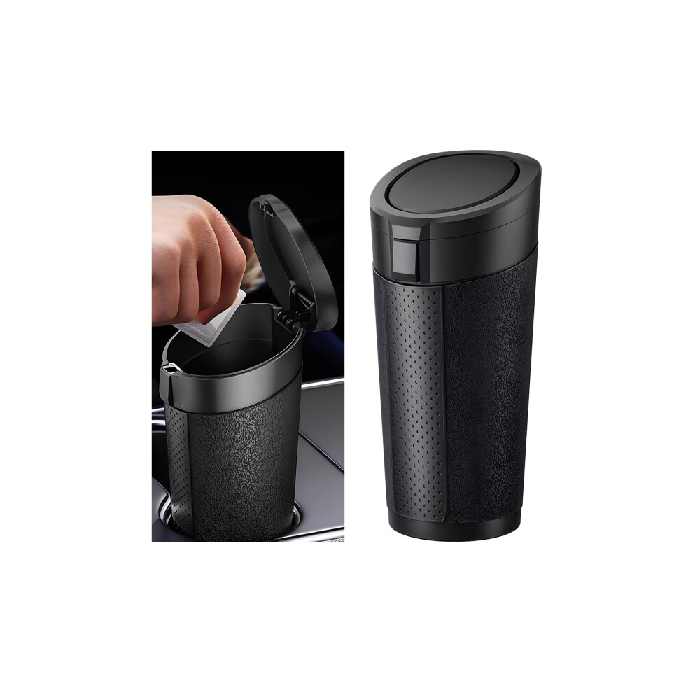 Car Trash Can Leakproof Mini Garbage Bin With Popup Lid Fits Cup Holder For Suv Sedan Truck Black 9053599090861