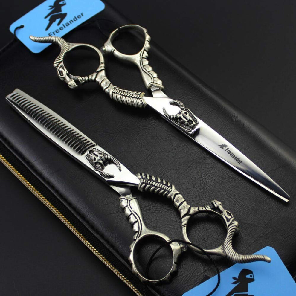 Brown Hair Cutting Scissors 6.0 Inch Japanese 440C Steel Ultra Sharp Ergonomic Salon Set