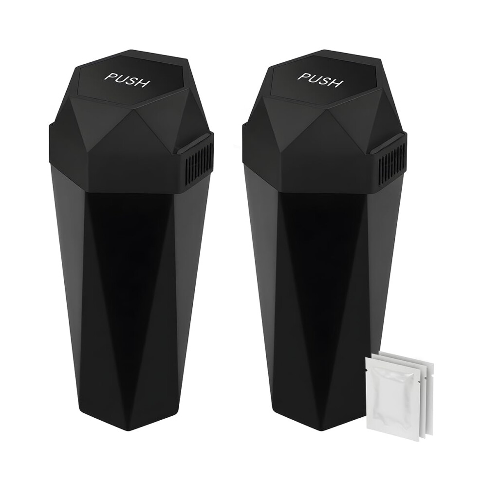 Car Trash Can With Lid, Leakproof Compact Garbage Bin For Cup Holder And Console, Universal Fit Black 9455672765268