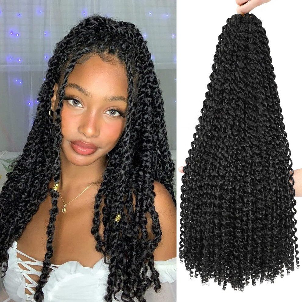 Passion Twist Hair 8 Packs 20 Inch Water Wave Crochet Braiding Hair for Boho Braids Natural 1B