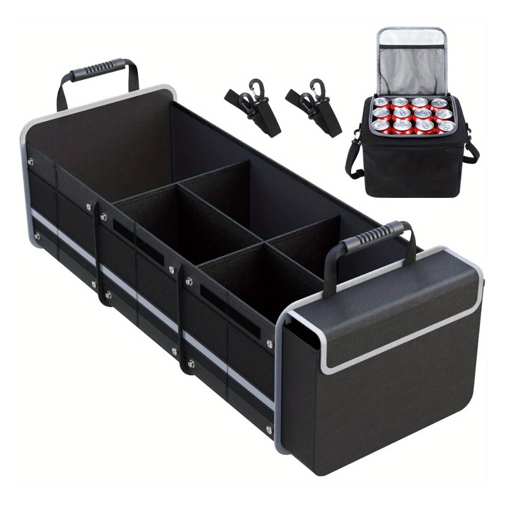 Collapsible Car Trunk Organizer With Insulated Leakproof Cooler, Suv Cargo Storage With Removable Dividers 9053599091660